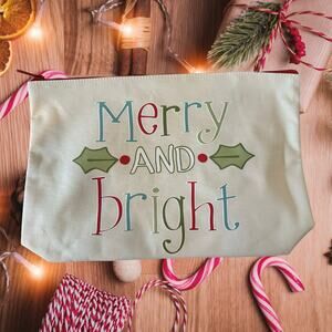 Thirty One 31 Merry and Bright Zipper Pouch Storage Bag Christmas 12x9 Gift Bag